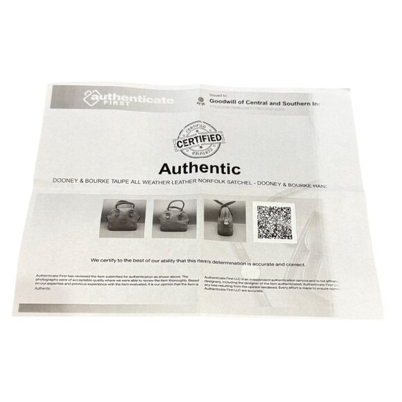 VTG DOONEY & BOURKE ALL WEATHER LEATHER NORFOLK SATCHEL PURSE BAG W/ COA - Picture 2 of 9